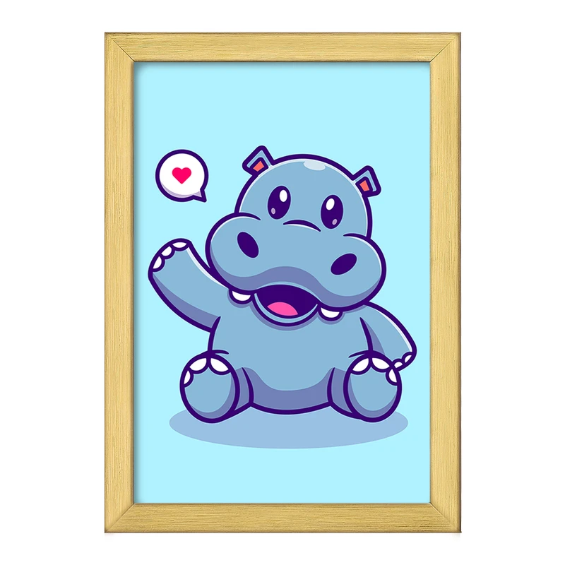 تابلو خندالو طرح حیوانات بامزه اسب آبی کد 29668