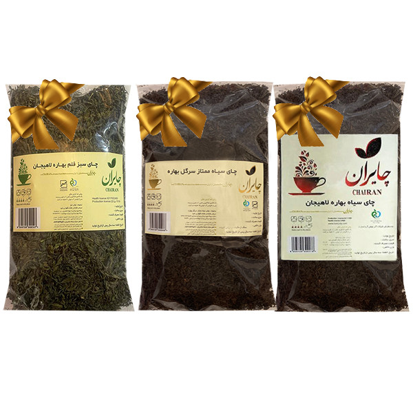 چای ایرانی سیاه سرگل و شکسته کلاسیک و سبز قلم کلاسیک  چایران - 1200 گرم بسته 3 عددی
