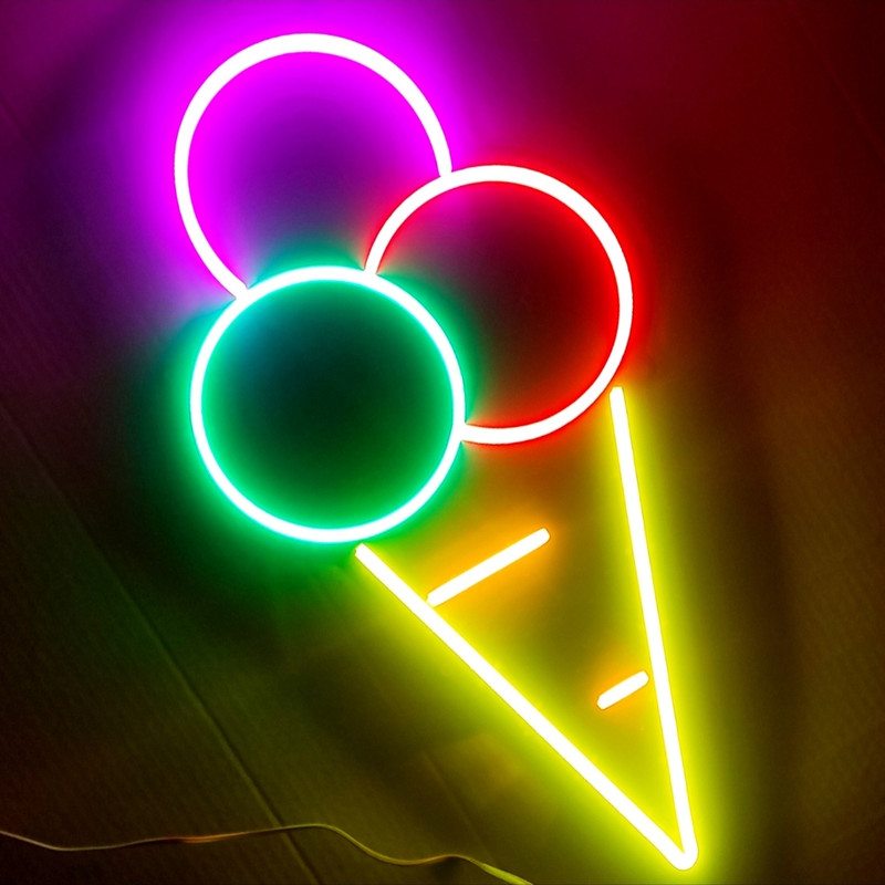 تابلو ال ای دی میشانه مدل نئون فلکسی بستنی کد BEHSAN_60cm