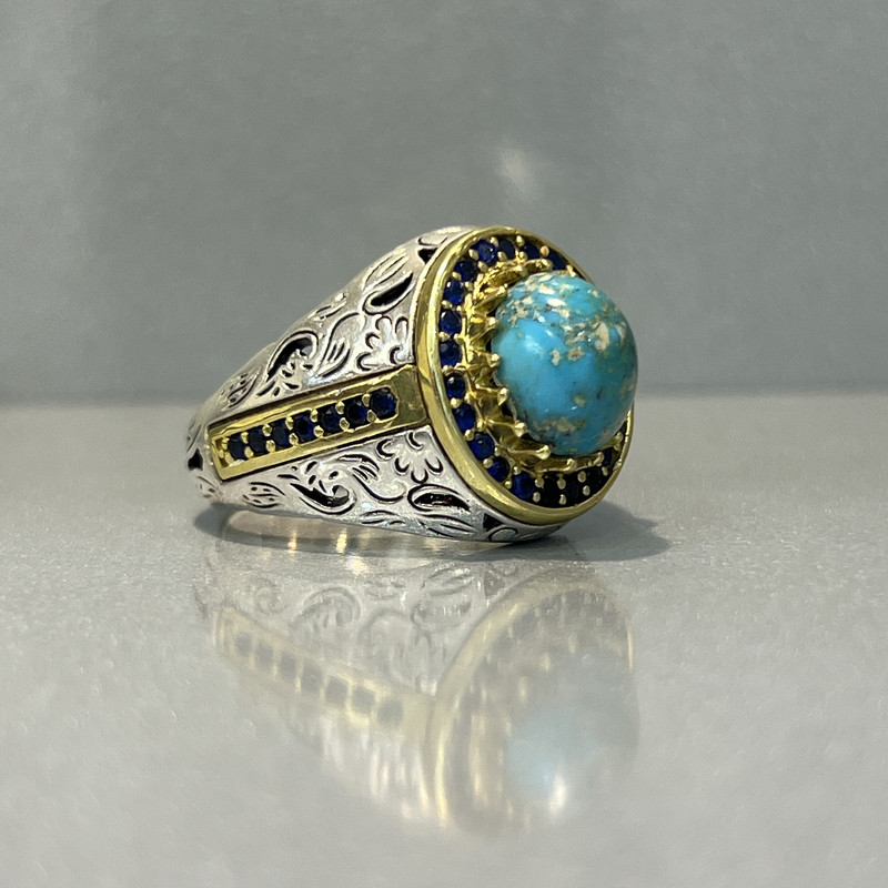 انگشتر نقره مردانه مدل فیروزه نیشابوری 956053-2424