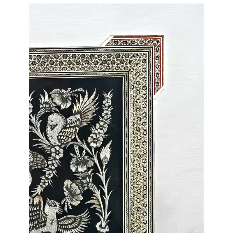 تابلو قلمزنی طرح گل و مرغ کد T5545