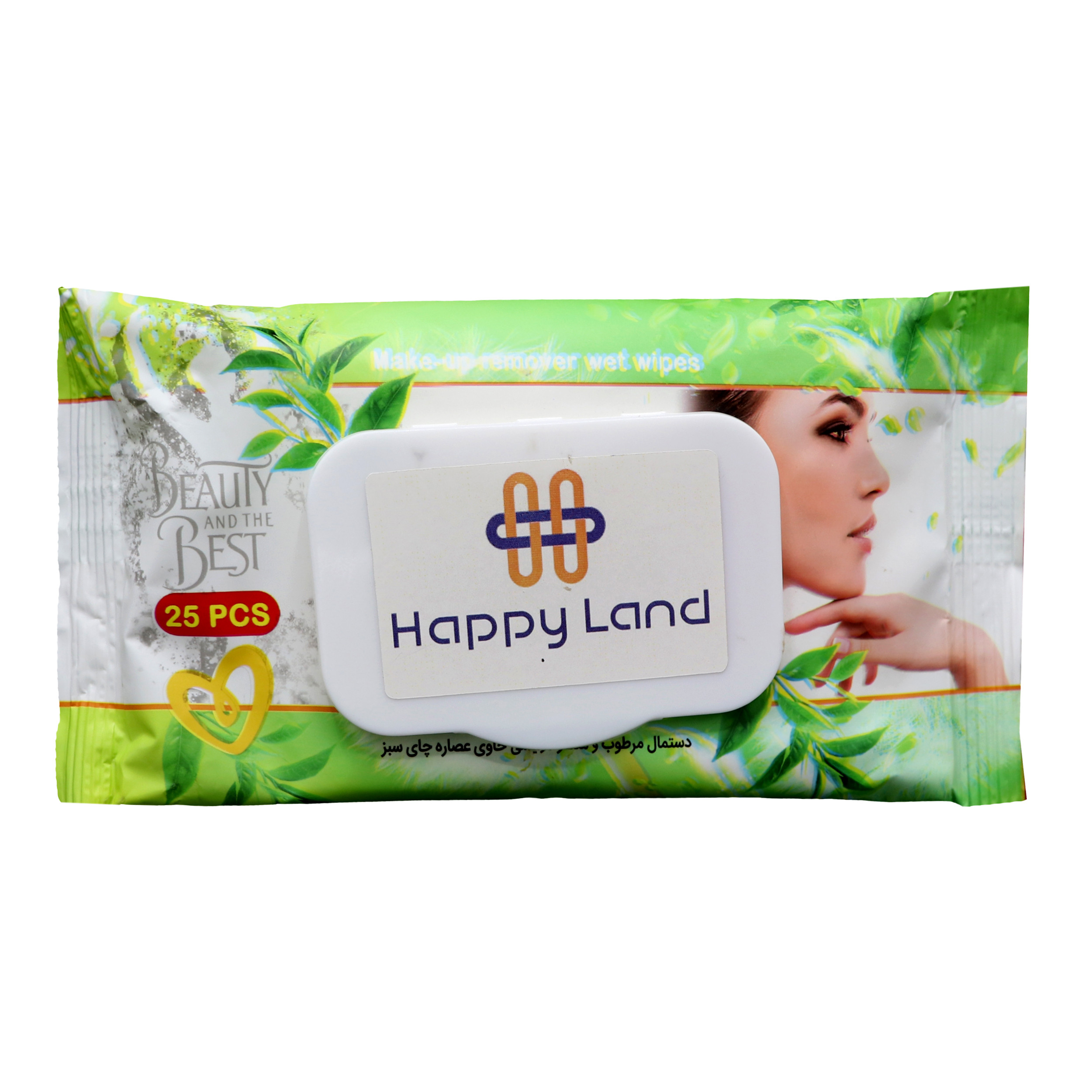 دستمال مرطوب هپی لند مدل Beauty Green بسته 25 عددی