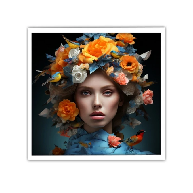 تابلو نوری بکلیت طرح گرافیکی چهره و گل رنگی مدل W-MID-19816