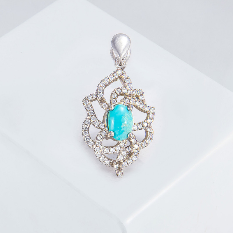 آویز گردنبند نقره زنانه مدل فیروزه نیشابور کد NG1725 آویز گردنبند نقره زنانه مدل فیروزه نیشابور کد NG1725