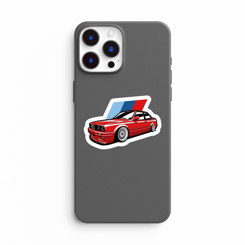 استیکر لپ تاپ و موبایل بووم طرح ماشین مدل BMW E30 Classic کد KT26