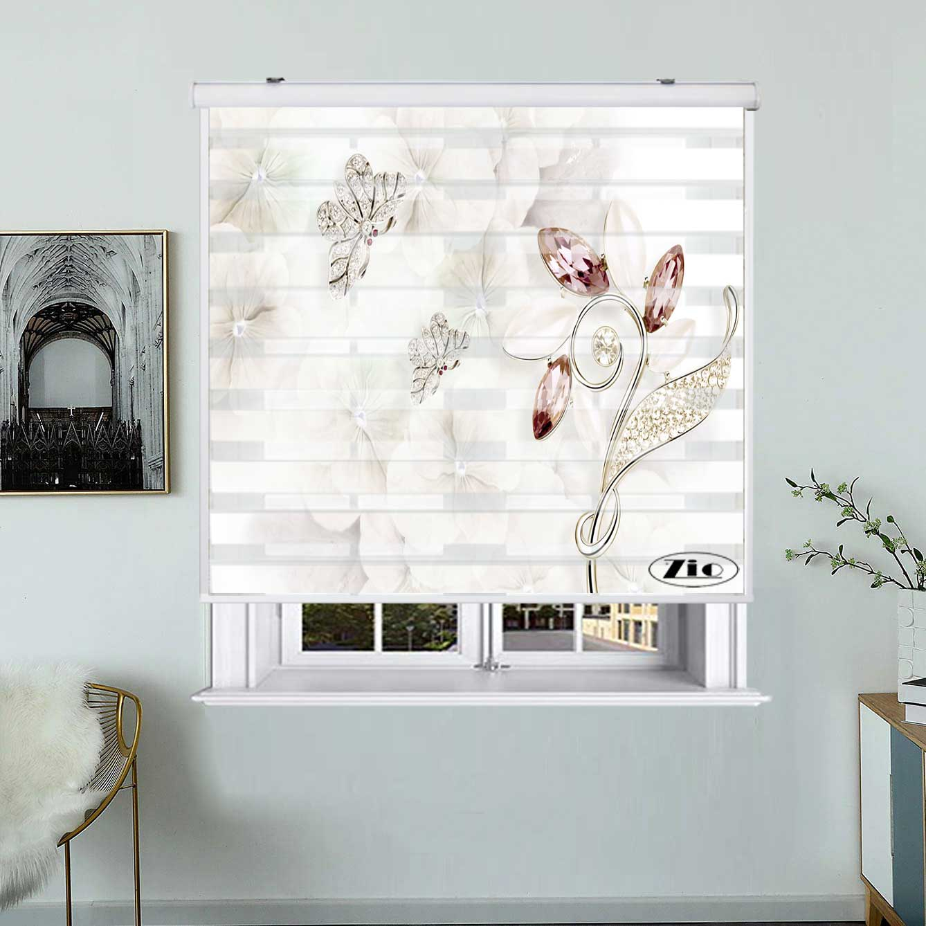 پرده زبرا زیو کد 3D1437 سایز 150x150 سانتی متر