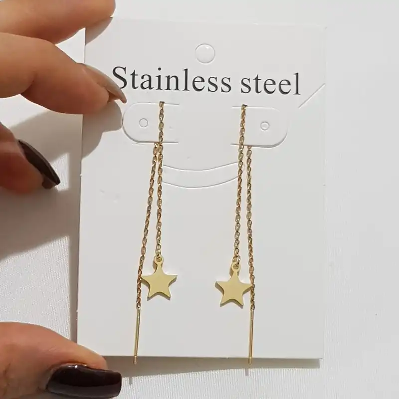 گوشواره زنانه استینلس استیل مدل ستاره آینه ای 3313