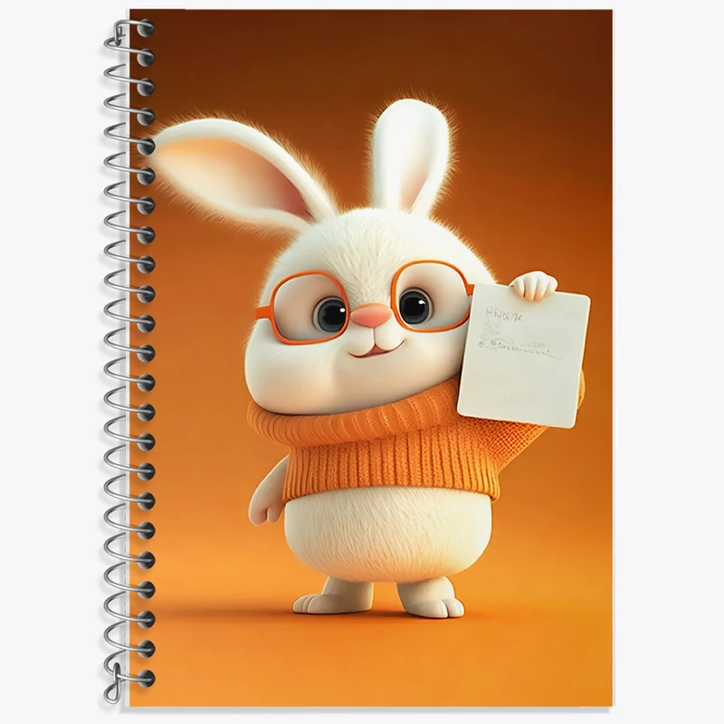 دفتر زبان 50 برگ خندالو مدل سه خط طرح خرگوش بامزه کد F5768