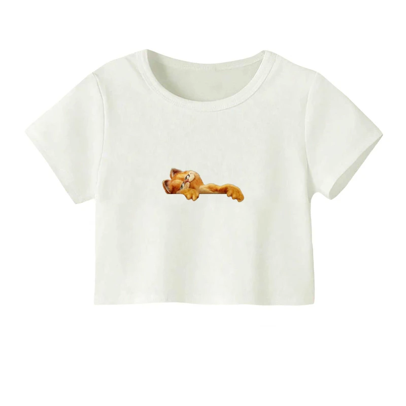 کراپ‌ تی‌شرت آستین کوتاه زنانه مدل گارفیلد