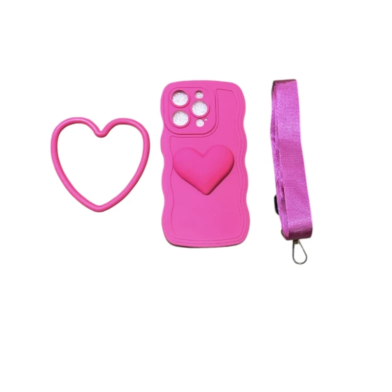 کاور مدل قلب مناسب برای گوشی موبایل اپل iPhone 12 promax  به همراه بندآویز