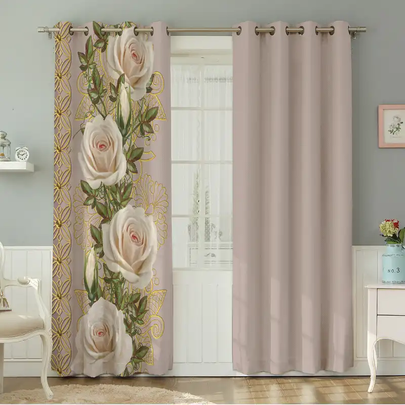 پرده نیروانا طرح   گل مدل مخمل کد 4897 سایز 140×280 سانتی متر