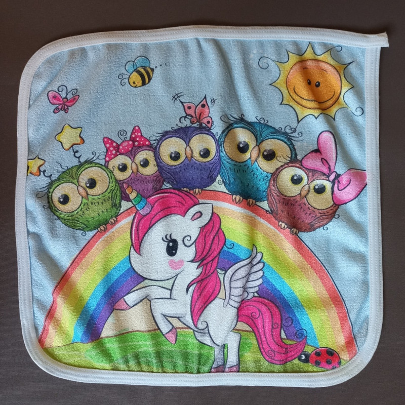 حوله دست و صورت کودک طرح جغد کد 01 سایز 30×30 سانتیمتر