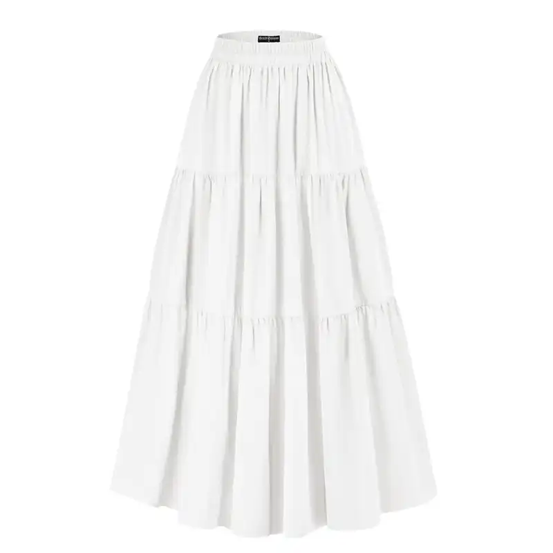 دامن چین‌دار زنانه مدل ارسا رنگ سفید