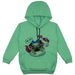 هودی دخترانه مدل سگ و تک شاخ F105 رنگ سبز