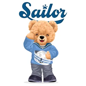 استیکر پارچه و لباس مدل dtf طرح تدی کد H20.88 مجموعه 3 عددی