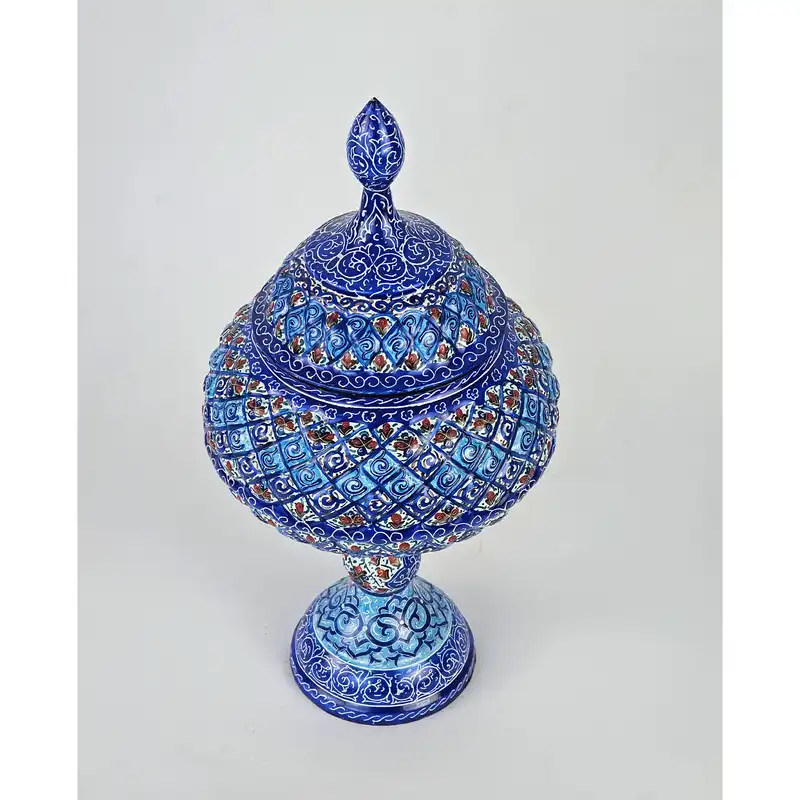 شکلات خوری میناکاری مسی مدل اسلیمی کد Sh30