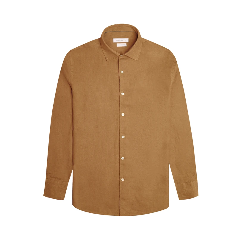 پیراهن آستین بلند یقه برگردان مردانه کروم مدل لینن کد 2510126