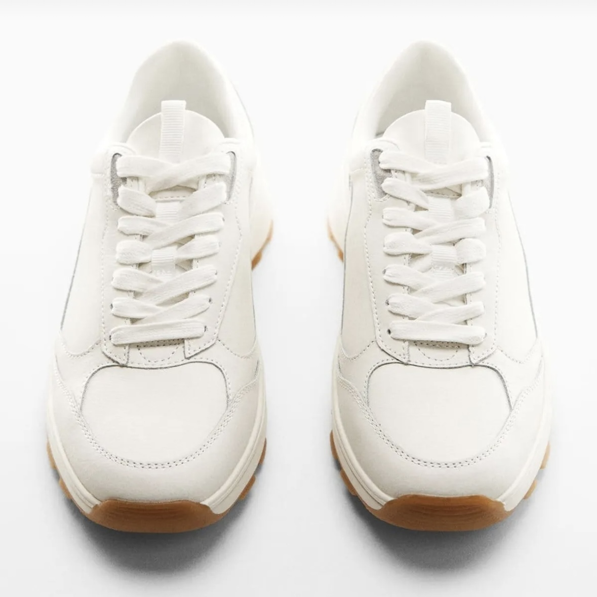 کفش روزمره زنانه مانگو مدل Lace-up leather sneakers 2024