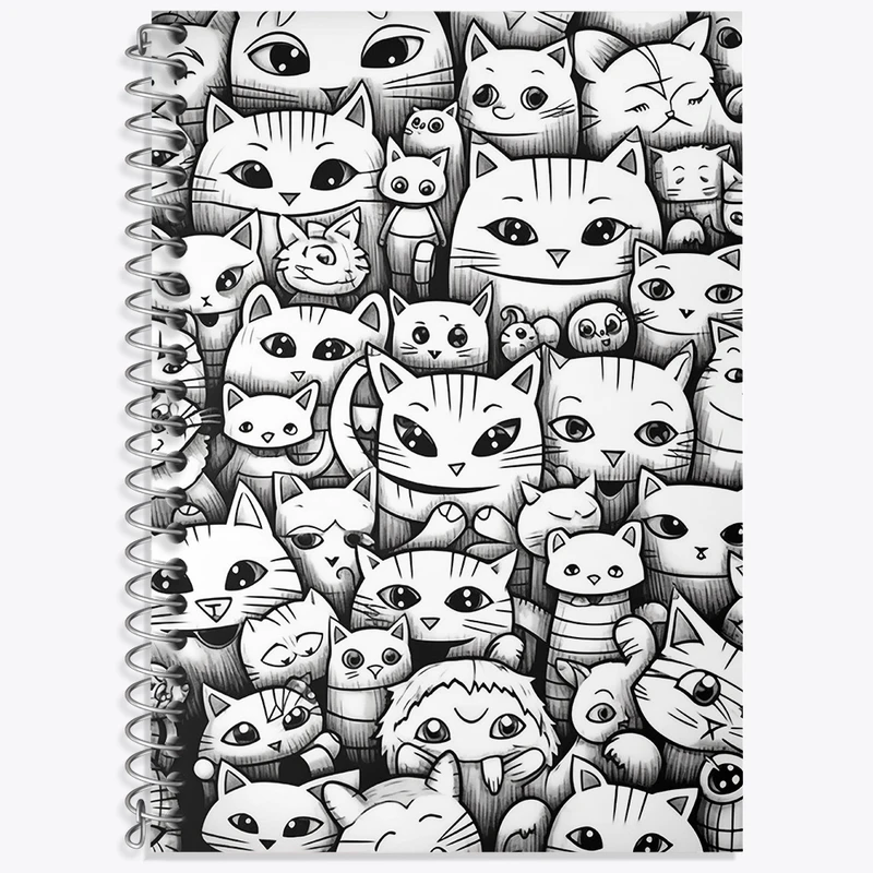 دفتر زبان 50 برگ خندالو مدل سه خط طرح گربه (Cat) کد N475