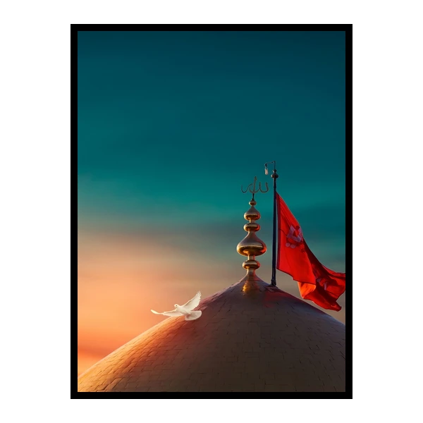 تابلو نوری بکلیت طرح مذهبی کربلا حرم امام حسین (ع) مدل B-bu7020 فریم مشکی