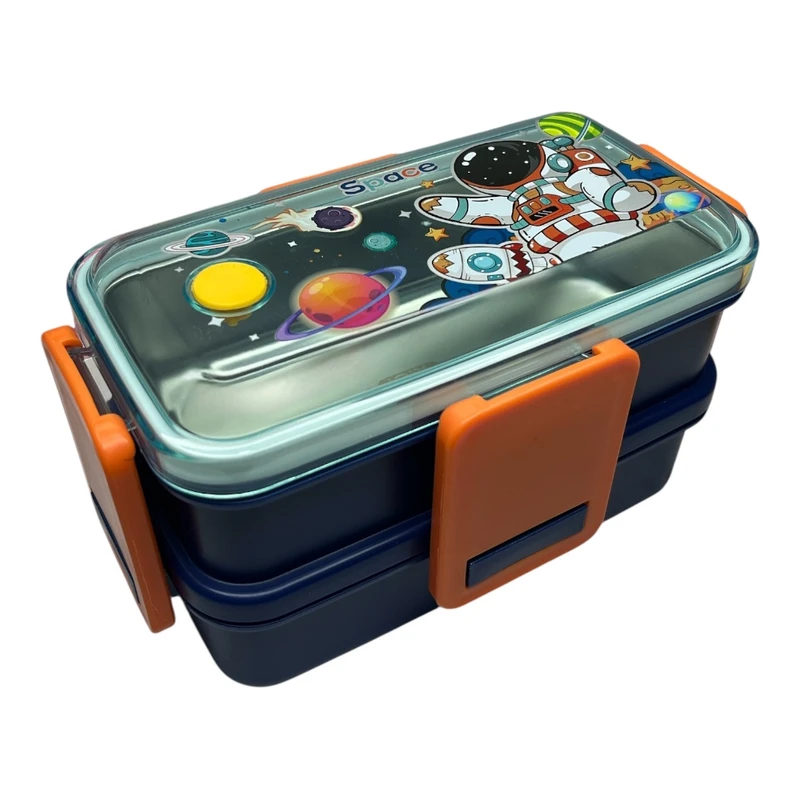 ظرف غذای کودک مدل 2طبقه طرح فضانورد