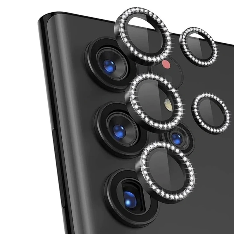 محافظ لنز دوربین تیسیکالا مدل‌ نگين دار مناسب برای گوشی موبایل سامسونگ Galaxy S23 Ultra 