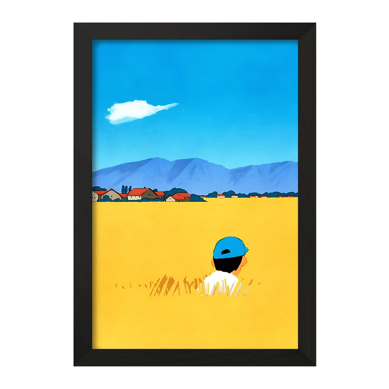 تابلو خندالو مدل پسر و گندم زار کد F8814