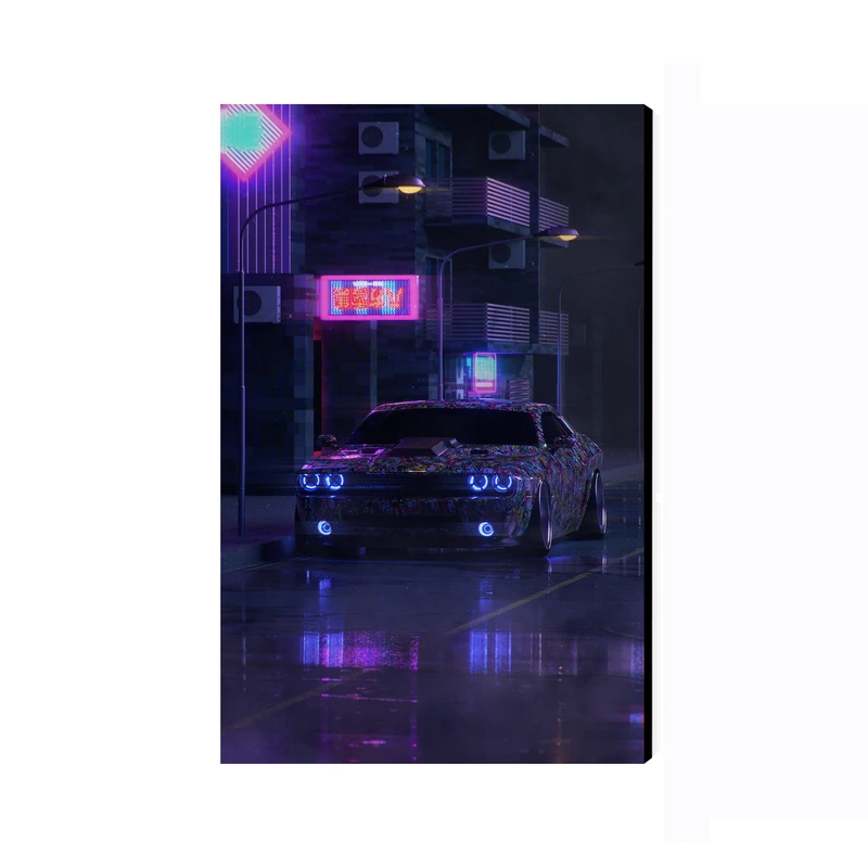 تابلو شاسی عرش مدل فانتزی ماشین اسپرت شبرنگ نئونی کد As3644