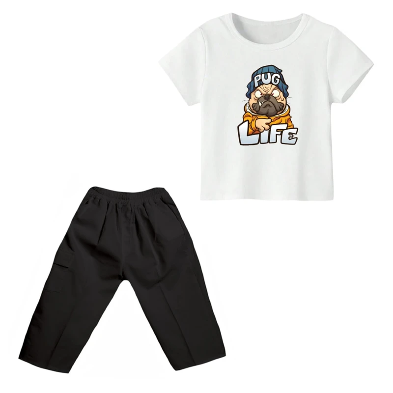 ست تی شرت و شلوارک پسرانه مدل سگ کد ۴