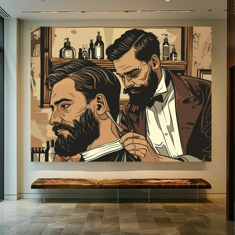 پوستر طرح مخمل آرایشگاه مدل اصلاح مو کد BK24315