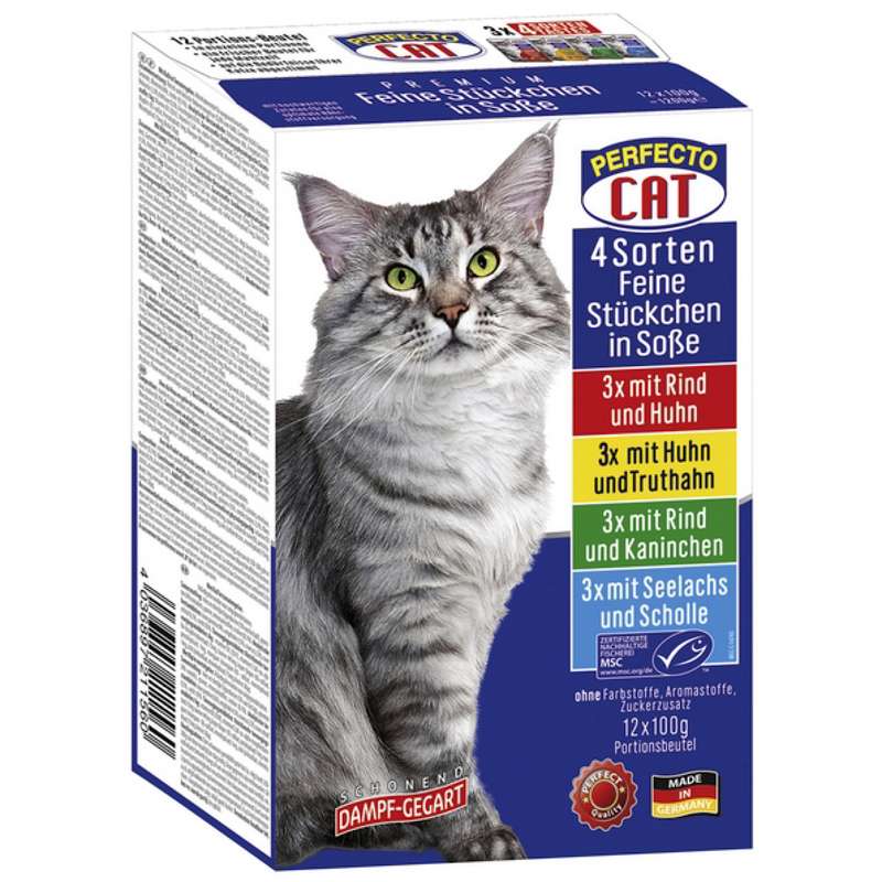 پوچ گربه بالغ پرفکتو مدل Mix وزن 1200 گرم بسته 12 عددی