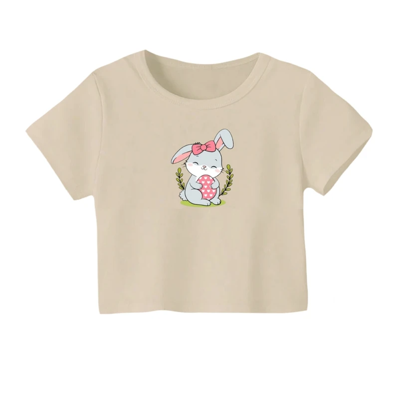 کراپ‌ تی‌شرت آستین کوتاه زنانه مدل خرگوش کد 03