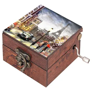 جعبه موزیکال مدل هندلی طرح طرح نقاشی پاریس و برج ایفل کد 1048