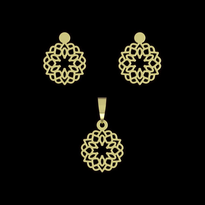 نیم ست طلا 18 عیار زنانه مدوپد مدل گل کد NA13055