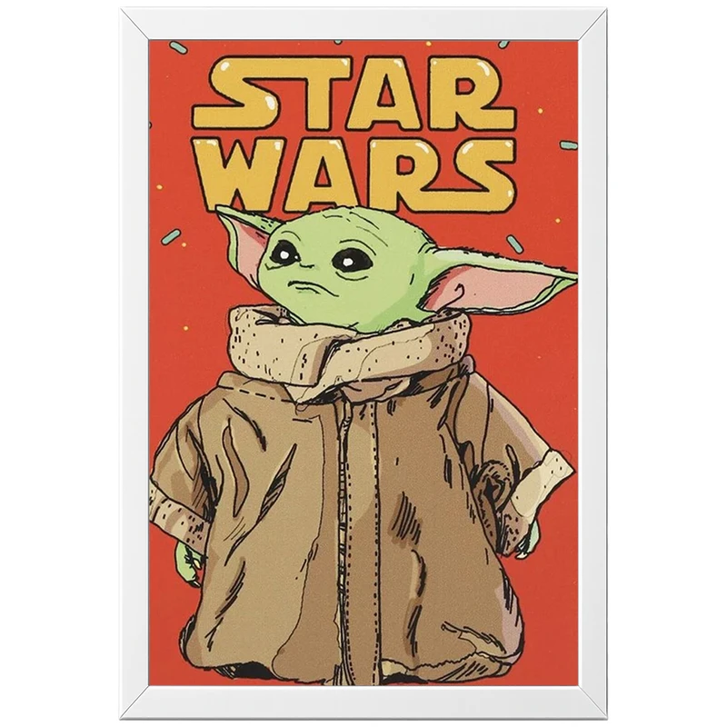 تابلو بکلیت طرح بیبی یودا Baby Yoda Grogu مدل W-po2058 فریم سفید