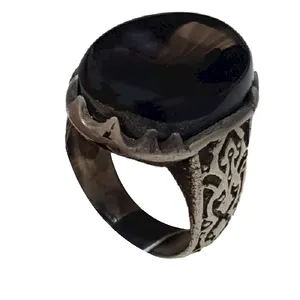 انگشتر نقره مردانه مدل عقیق شفت العبد یمانی اصل ASAY2113