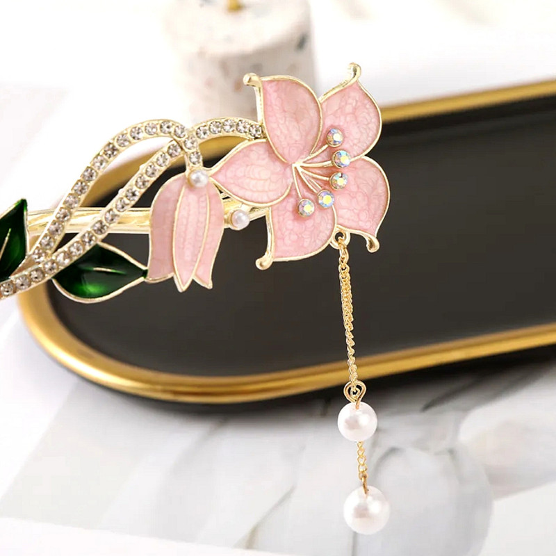 گیره مو زنانه مدل چفتی غنچه و گل پنج‌پر کد brg 888