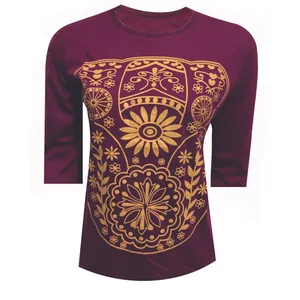 تی شرت آستین سه ربع زنانه مدل  گلدار DKCOP 283