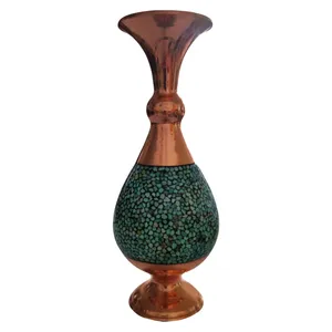 گلدان فیروزه کوبی مسی مدل صراحی کد 1