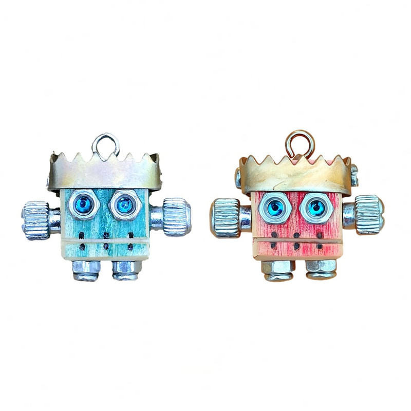 جاکلیدی چوبی هنرانه مدل مینی ربات 2 مجموعه دو عددی