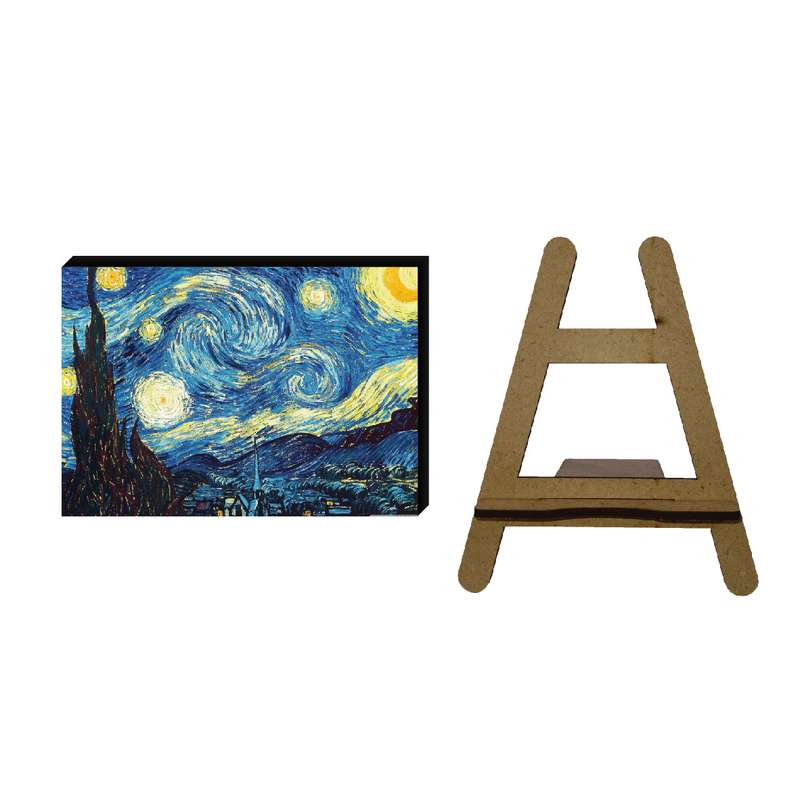 تابلو شاسی مدل شب پرستاره وینسنت ونگوگ کد KLMX-VG88 به همراه پابه نگهدارنده