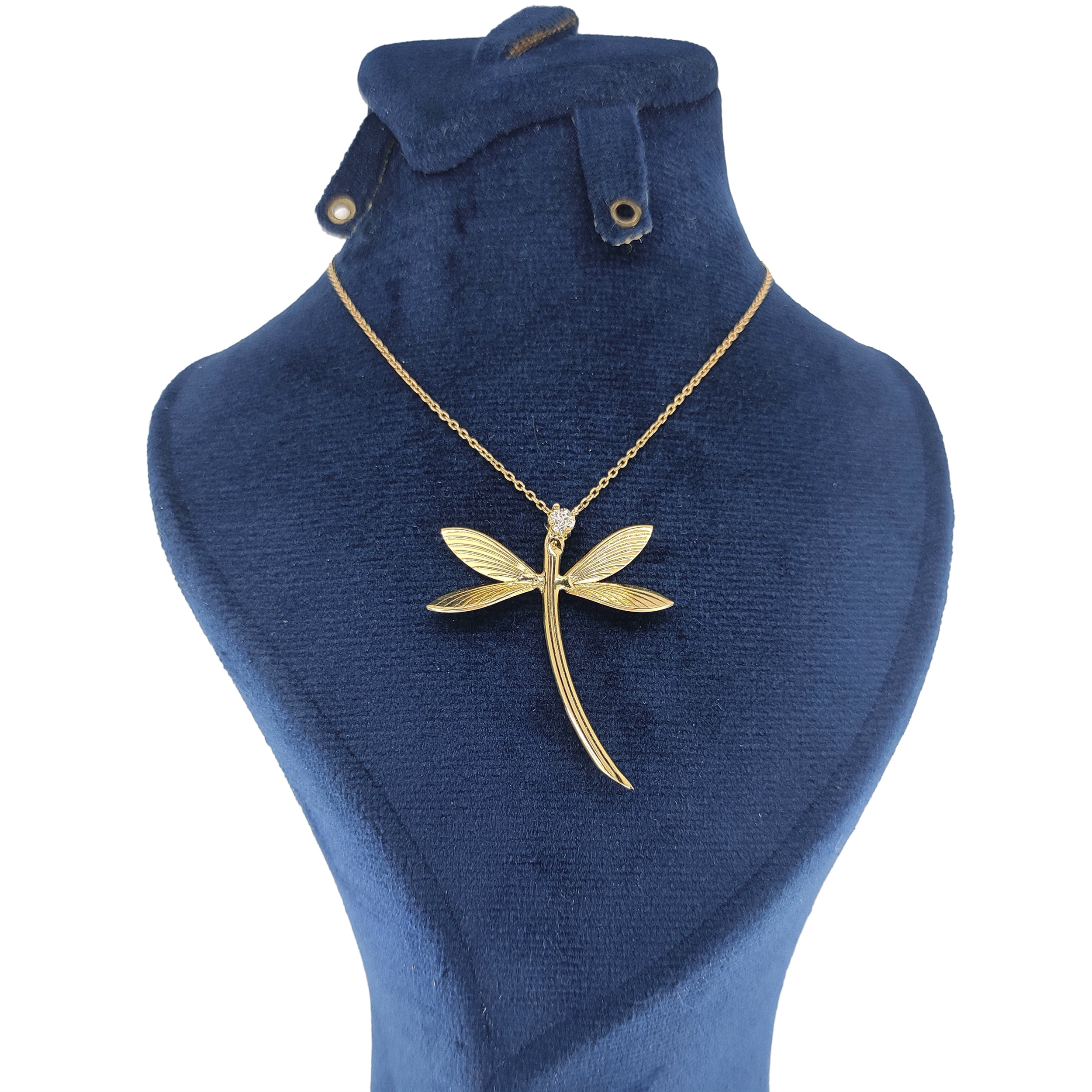 گردنبند طلا 18 عیار دخترانه طلا و جواهر سازی افرا مدل سنجاقک 307