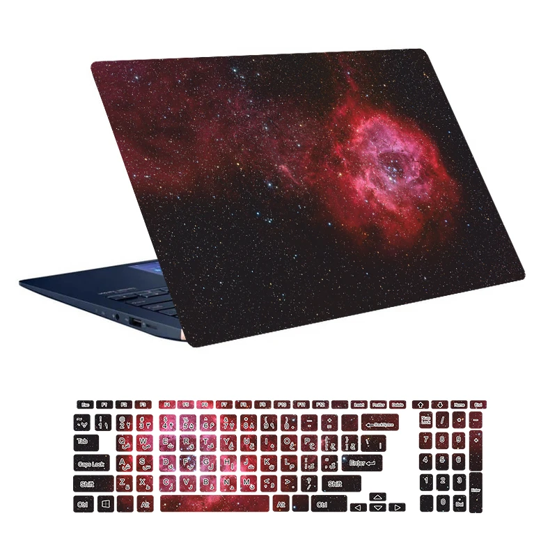 استیکر لپ تاپ توییجین و موییجین طرح Space کد 90 مناسب برای لپ تاپ 15.6 اینچ به همراه برچسب حروف فارسی کیبورد 
