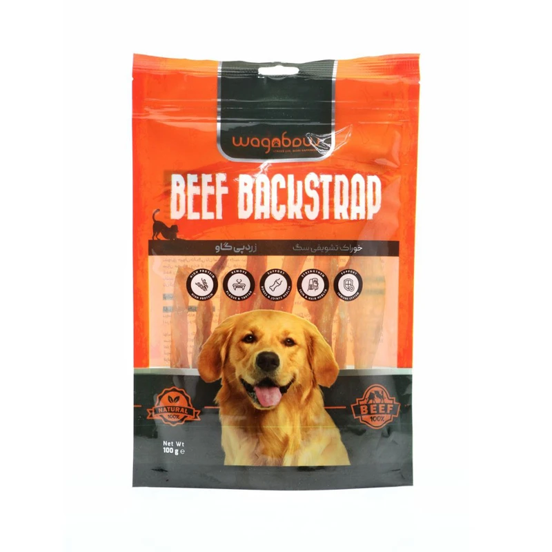 تشویقی سگ وگن بو مدل زردپی گاو طعم گوشت گاو وزن 100 گرم