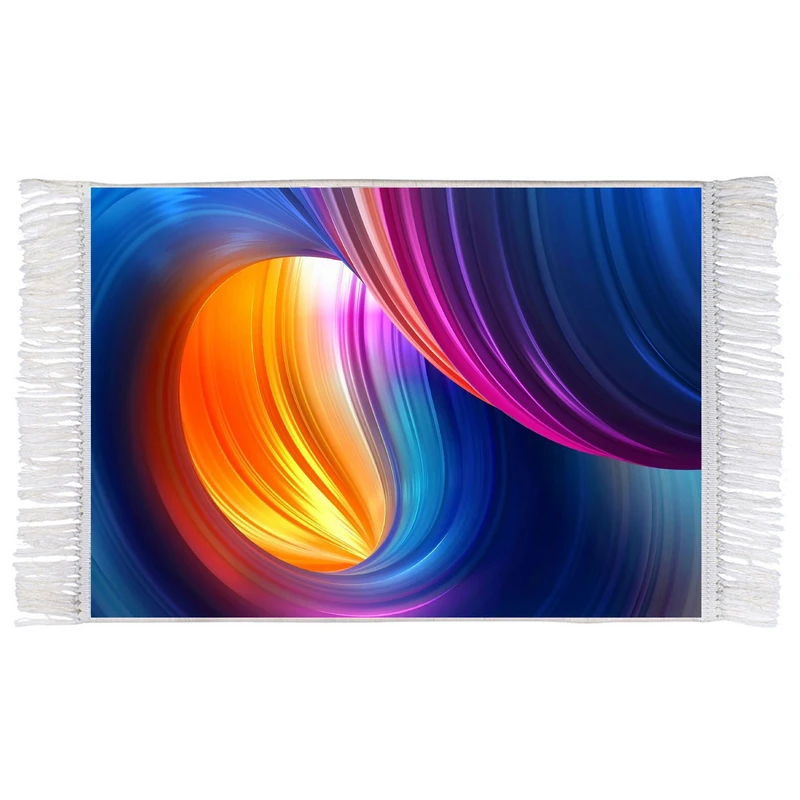 فرش ماشینی دیوارکوب اطلس آبی طرح انتزاعی مدل T1153