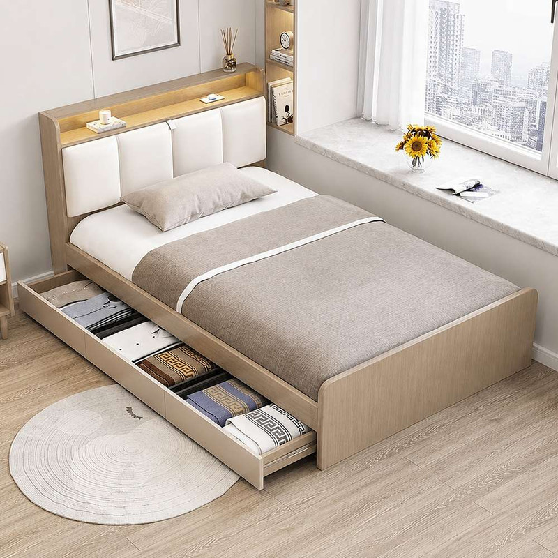 تخت‌خواب ملامینه یک نفره تخت خواب توپولون مدل a90 سایز 90 * 200 سانتی‌متر