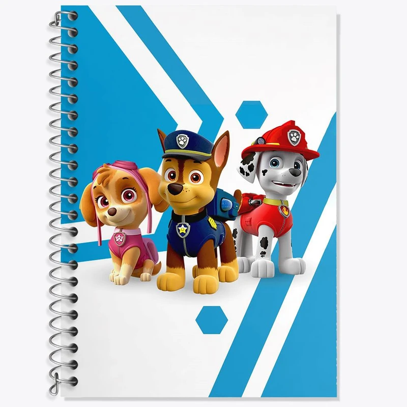 دفتر زبان 50 برگ خندالو مدل دو خط طرح چیس و مارشال و اسکای سگ های نگهبان Paw Patrol کد 12583