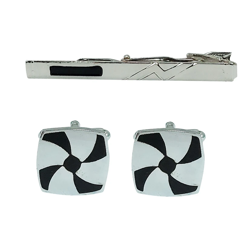 ست دکمه سردست و گیره کراوات مردانه سیی 1966 مدل کلاسیک کد 1008.19