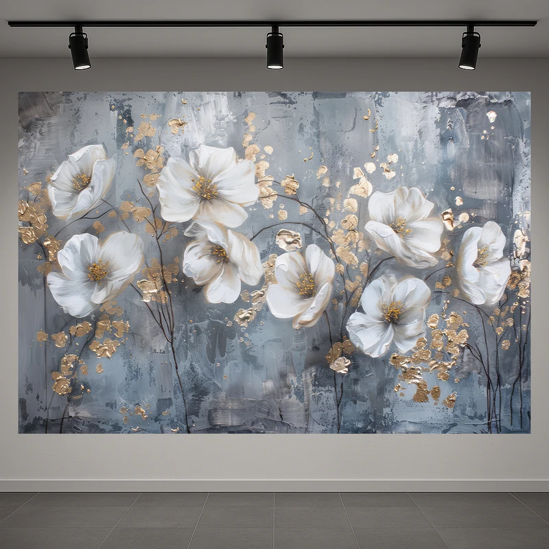 تابلو بوم طرح مخمل نقاشی انتزاعی مدل گل کد AR3059584