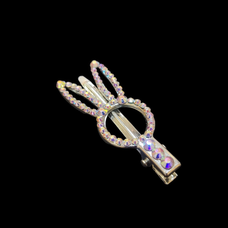 گیره مو دخترانه مدل انبری طرح خرگوش نگین هفت رنگ کد S-KOHAN04